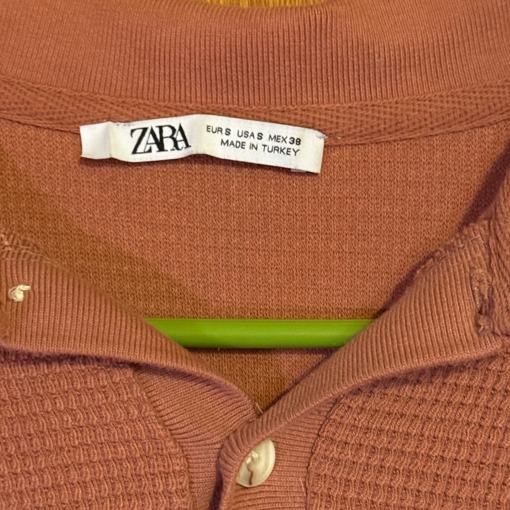 Zara Terracotta Textured Polo Shirt - Picture 3 of 8